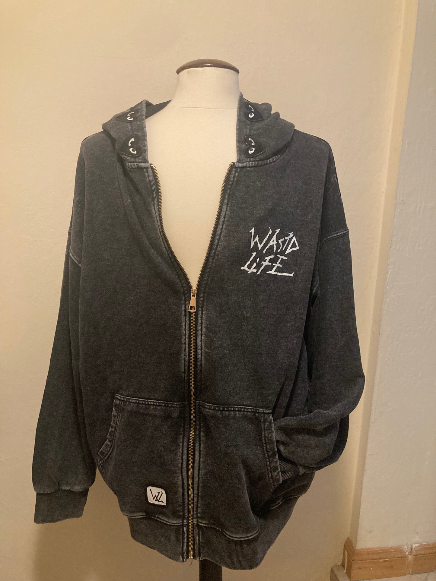 Wastd Life Red/Black Heart Front Zip Oversized Hoodie