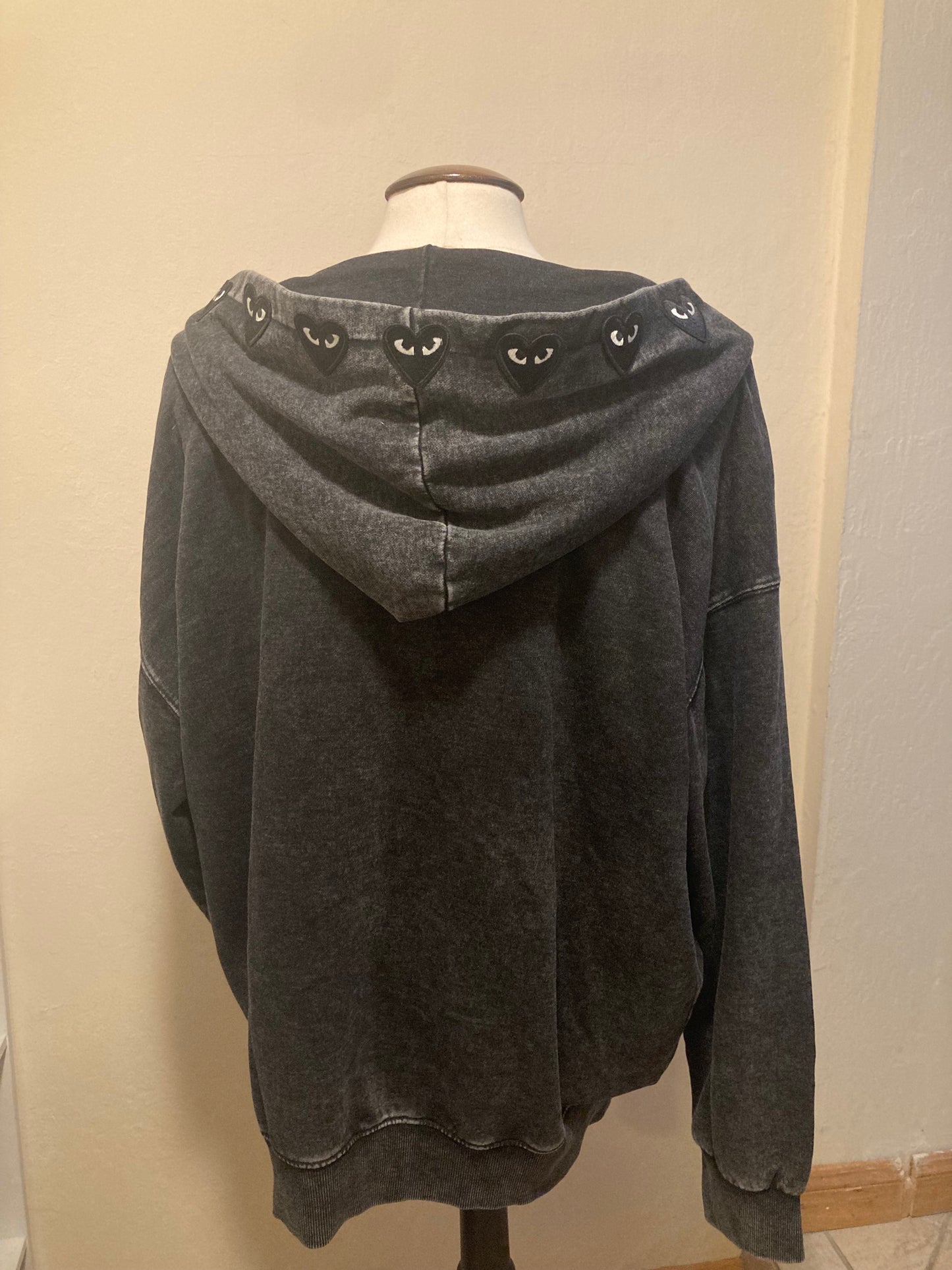 Wastd Life Red/Black Heart Front Zip Oversized Hoodie